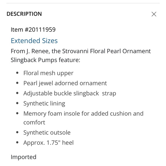 J. Reneé Strovanni Ivory/Gold Floral Pearl Ornament Slingback Pumps - Picture 4 of 6